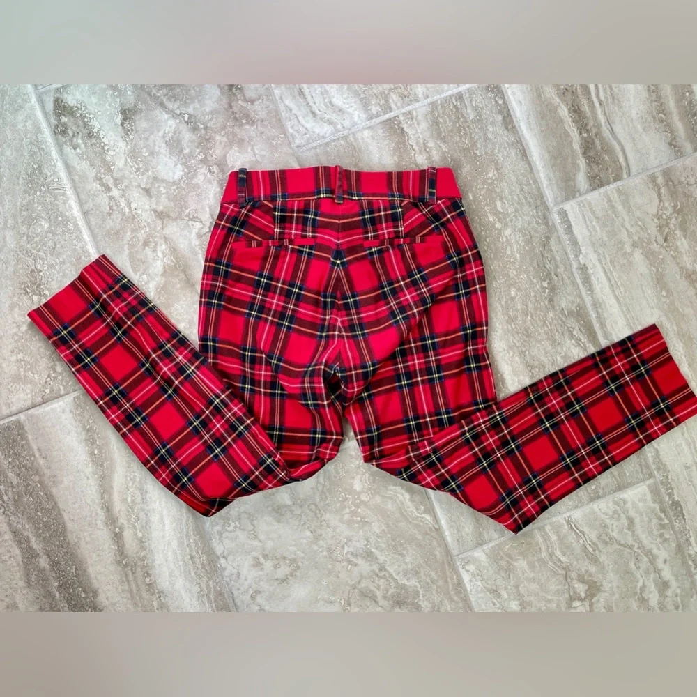 J. Crew Red Plaid Ankle Pants - Picture 2 of 4